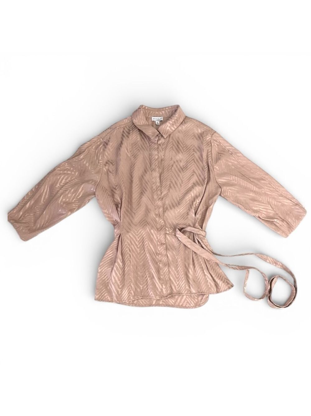 CURRENT AIR LOS ANGELES Women's Pink Shimmer Blouse with tie size Medium